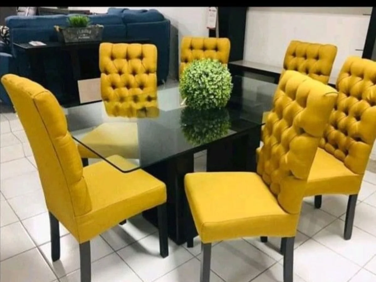 Mustard Aura Dining Chairs - Set of 8