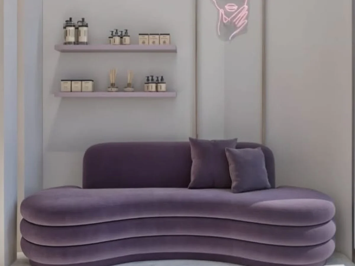 Georgina Layered 3-Seater Violet Couch