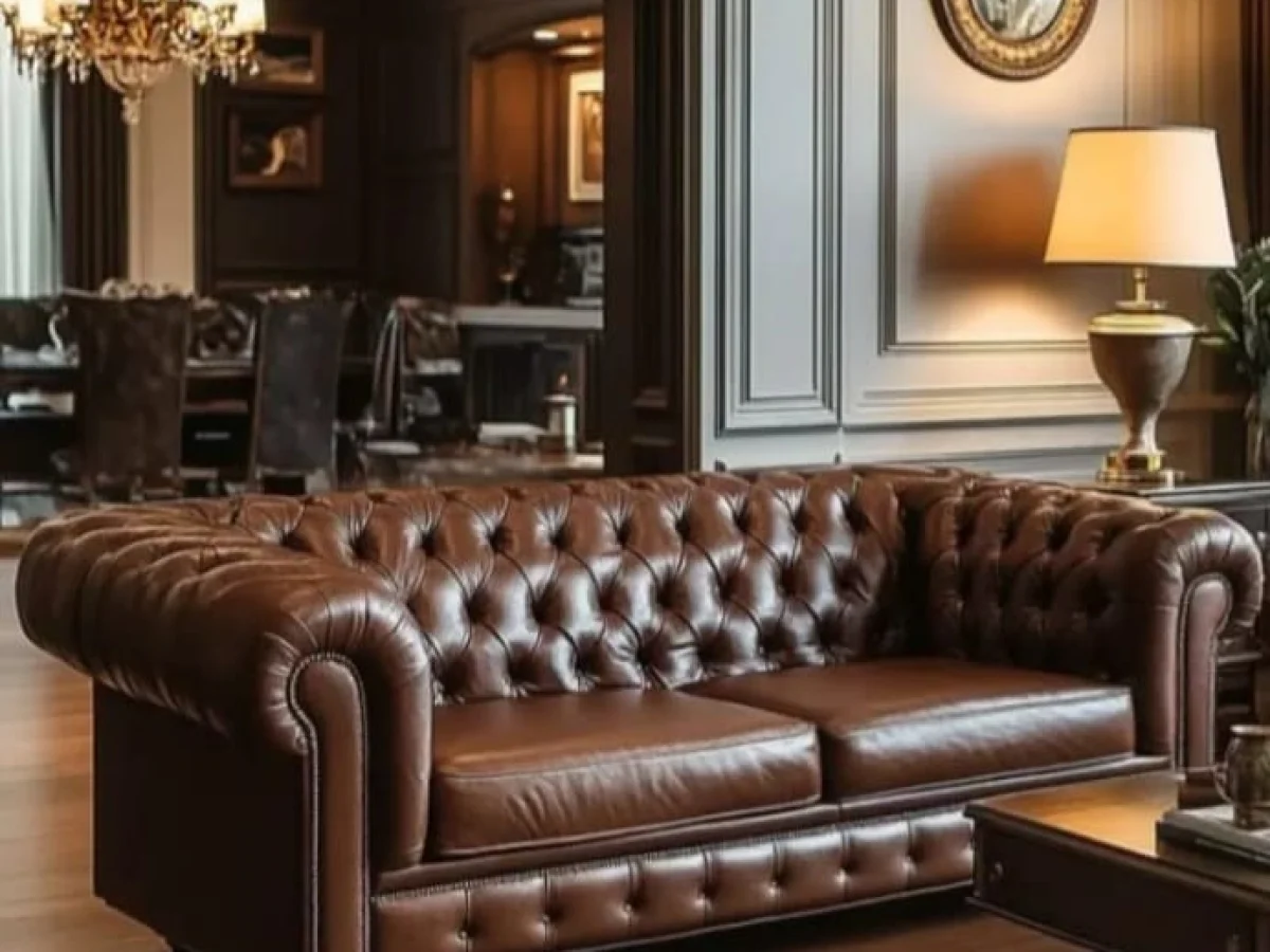 Full Grain Genuine Leather Chesterfield 2-Seater Couch