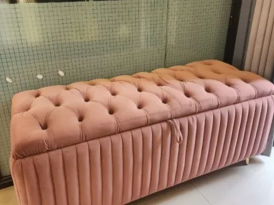 Jessi J Peach Storage Ottoman