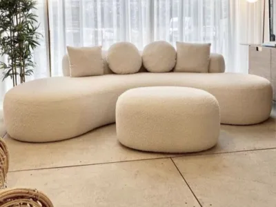 Debbie Dreamers 3 Seater Curved Couch and Ottoman